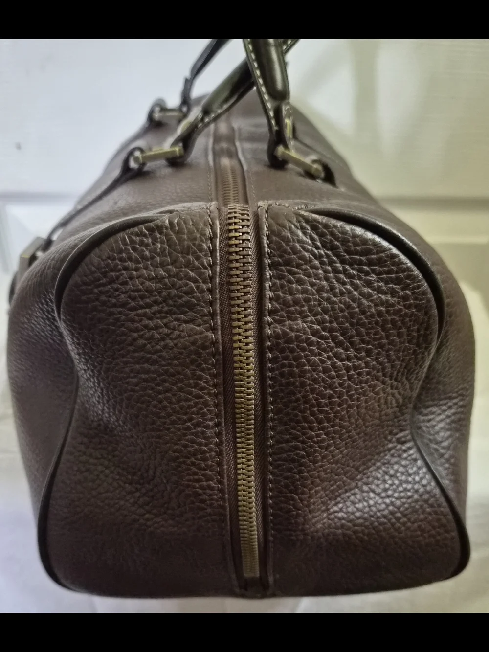 Vintage Adrienne Vittadini 3-Piece Brown Pebbled Leather Travel Set